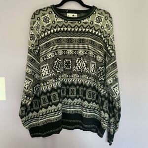 Florence Tricot Made in Italy Grandpa Crewneck Sweater Vintage Black and White